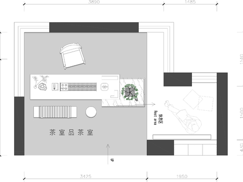  茶室 品茶室CAD平面图 