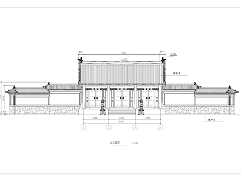  王府大门CAD立面图 
