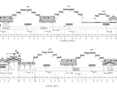  中式風(fēng)格書(shū)院建筑CAD施工圖 