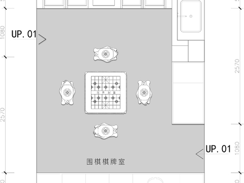  圍棋 棋牌室CAD平面圖 