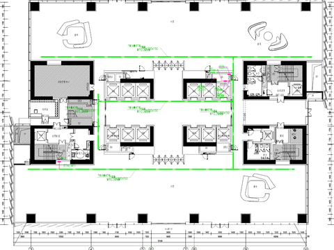  电梯大厅 首层大堂 写字楼大堂cad平面图 