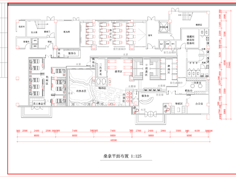  洗浴中心 桑拿汗蒸CAD施工图 