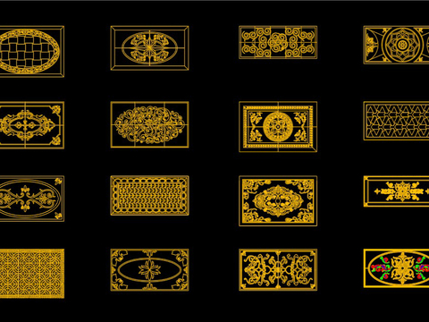  石材水刀拼花cad图库 