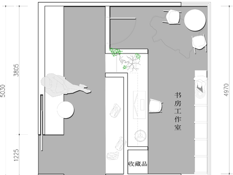  书房工作室cad平面图 