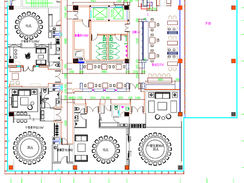  酒店餐厅cad平面图 