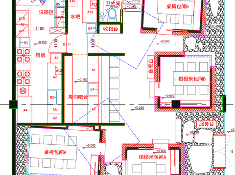  餐饮空间 餐厅cad平面图 