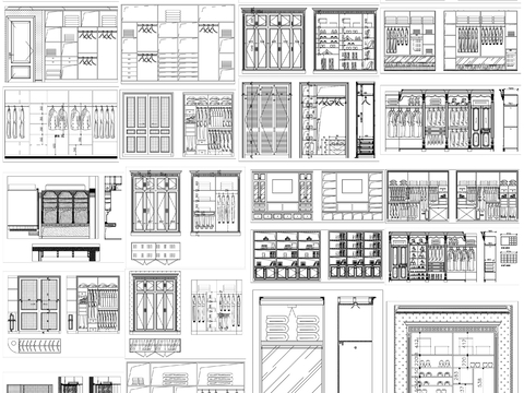  衣柜设计 衣帽柜cad图库 