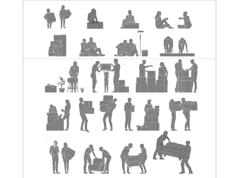  搬东西人物CAD图库 