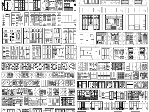  衣柜设计 衣帽柜cad图库 