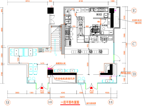  餐饮空间 餐厅cad平面图 