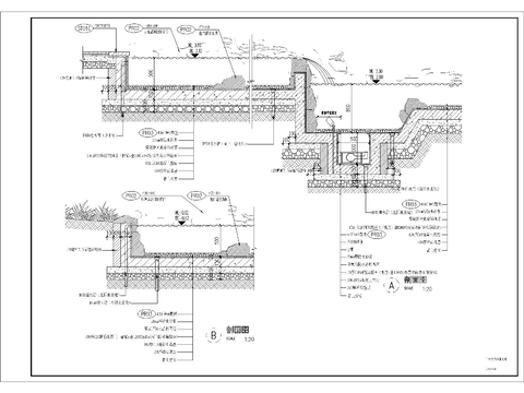  自然式水池cad大样图 