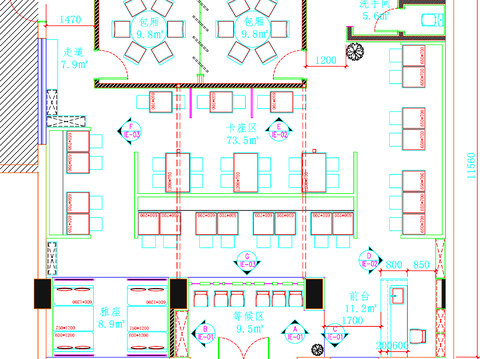  餐饮空间 餐厅cad平面图 