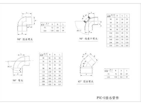  PVC-U管件图块CAD图库 