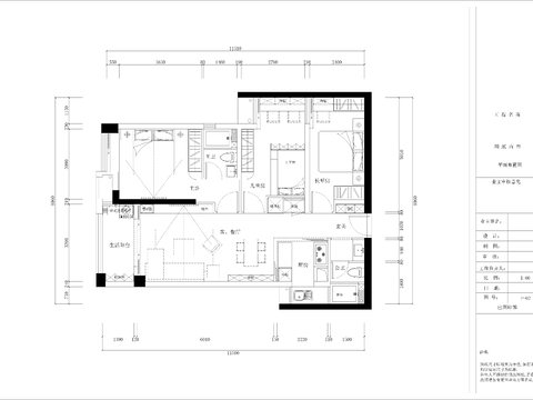  80㎡三房家装CAD平面图 