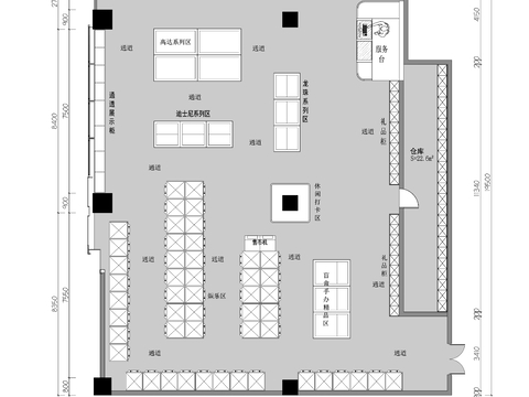  公仔暴力熊店面cad平面图 