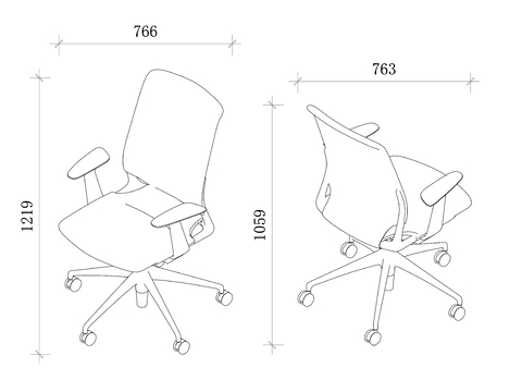  办公椅cad施工图 