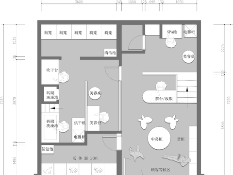  宠物店CAD平面图 