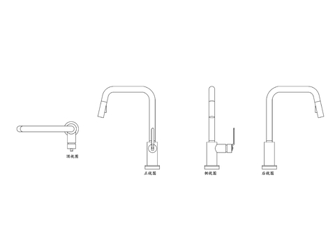  厨房水龙头cad大样图 