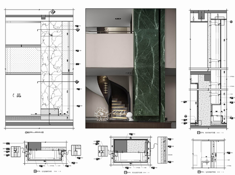  石材造型柱施工cad大样详图 
