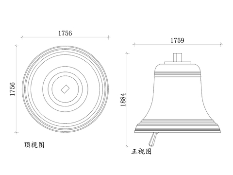  古寺铜钟设计cad大样图 