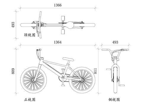  自行車cad施工圖 
