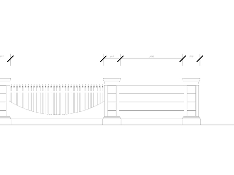 围墙 栏杆cad大样图 