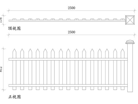  桩篱栅设计 尖桩篱栅结构 尖桩篱栅材质 尖桩篱栅安装 尖桩篱cad大样图 