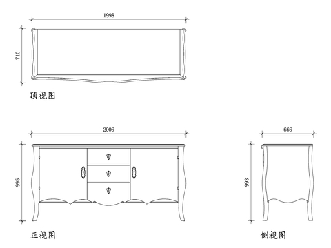  法式餐边柜cad平面图 