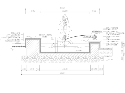  特色喷泉cad大样图 