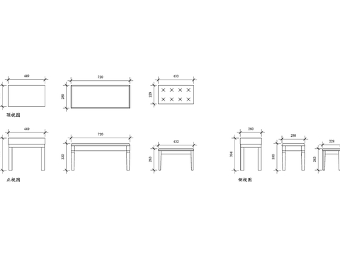  钢琴凳cad平面图 