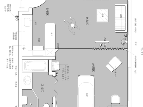  VIP病房cad平面图 