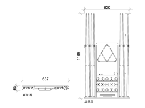  台球杆支架cad大样图 