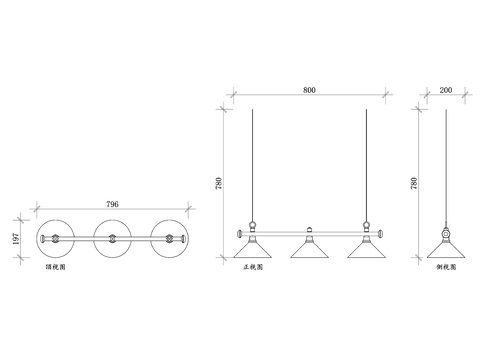 台球桌吊灯cad大样图 