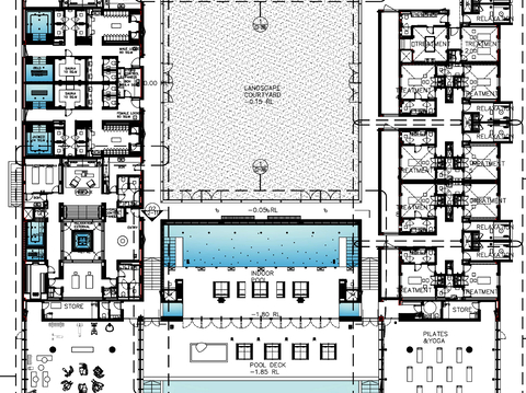  spa会所cad平面图 