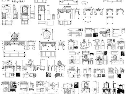  梳妆台立面 梳妆台cad图库 