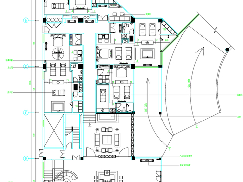  spa会所cad平面图 