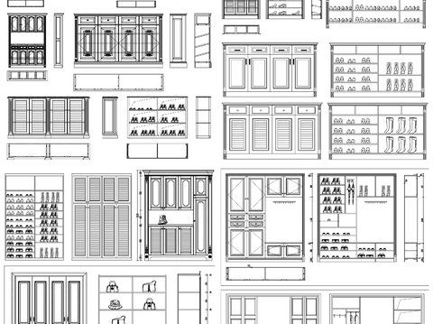 鞋柜cad图库 
