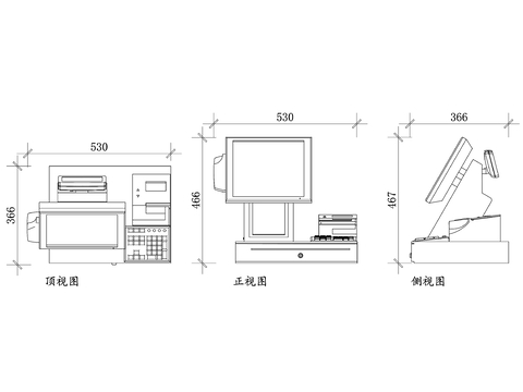  超市收银机cad平面图 