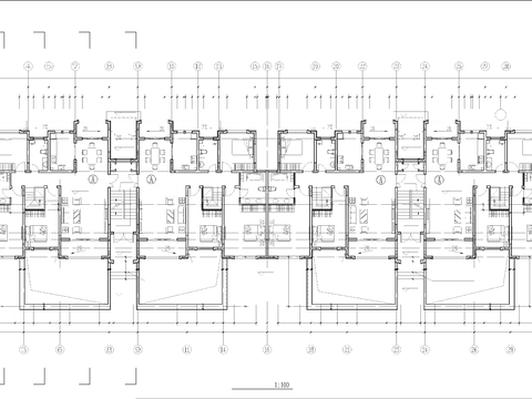  聯(lián)排建筑CAD平面圖 