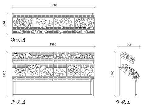  水果摊cad大样图 