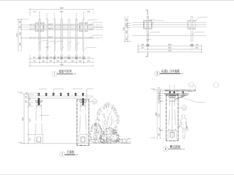  特色廊架 特色花钵节点大样图 