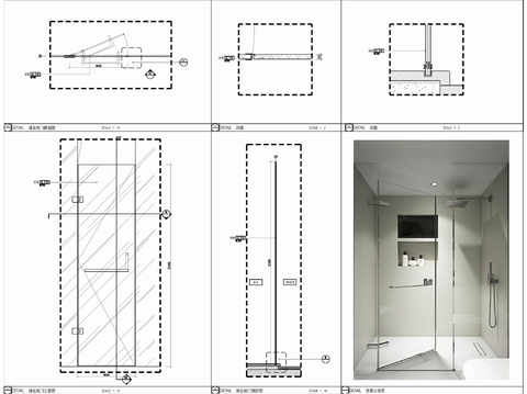  玻璃隔断施工cad大样图 
