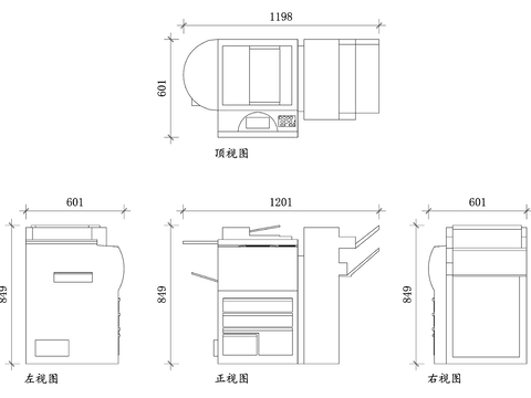  落地打印机设计 落地打印机结构 落地打印机材质 落地打印机功cad大样图 