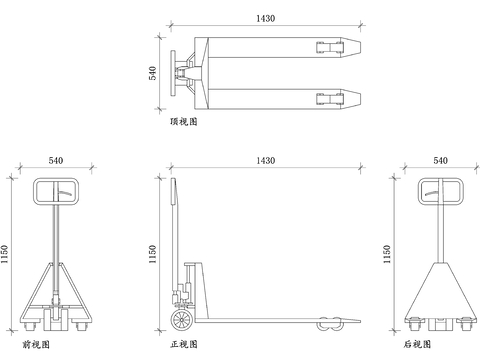  手摇式小叉车cad大样图 
