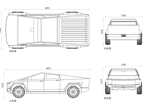  特斯拉皮卡車CAD圖塊 