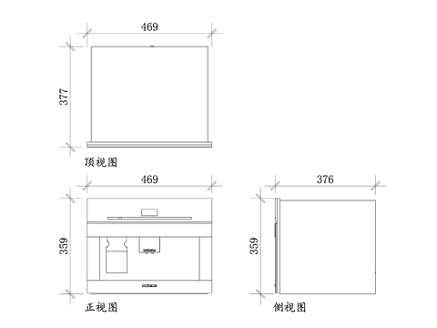  美諾咖啡機(jī)CAD三視圖 