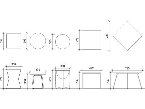  现代茶几cad图库 
