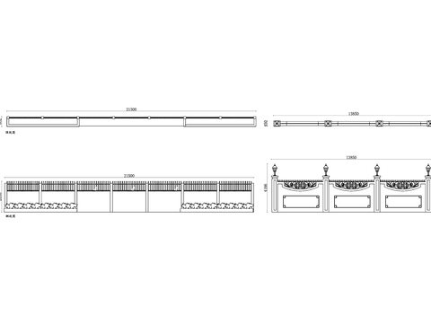  铁艺栅栏节点大样图 