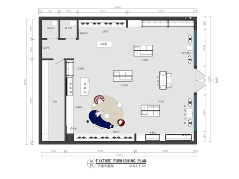  设计师服装买手店cad平面图 