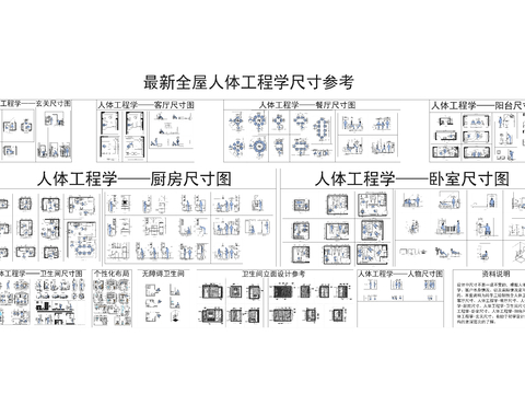  全屋人体工程学尺寸参考cad图库 